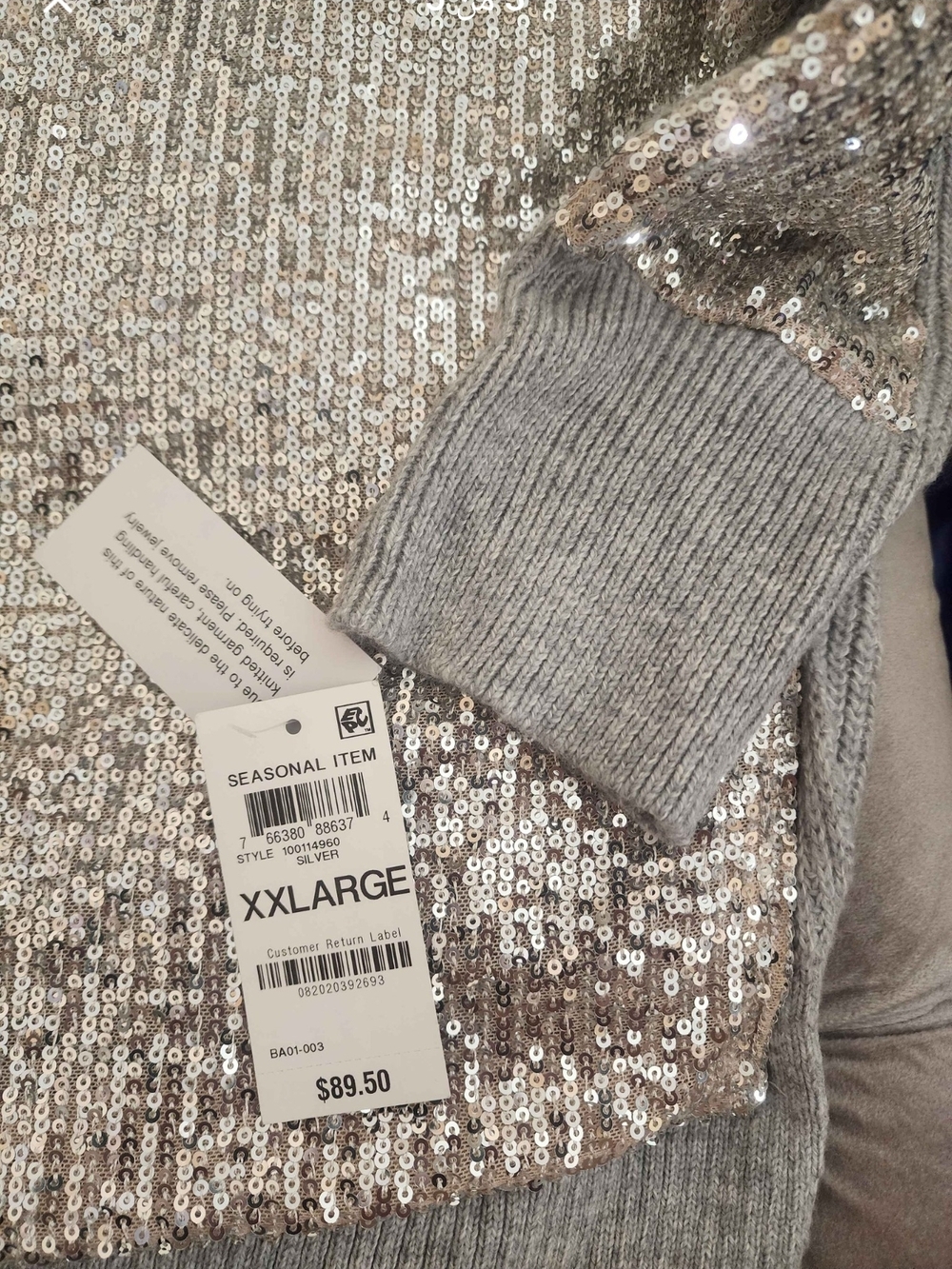 XXL Silver Sequin Teddy Jacket - Women's Cozy Sparkle